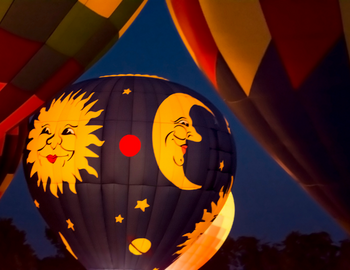 hot air balloon illuminated at nighttime