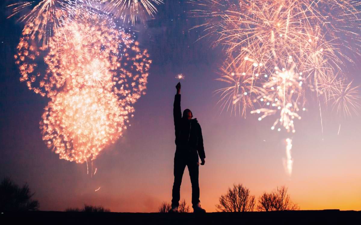 man and fireworks